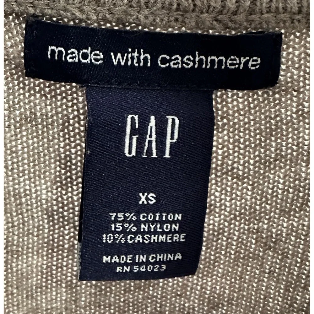 GAP Sweater Women's XS  Brown V Neck Cashmere Blend Oatmeal Pullover Lightweight